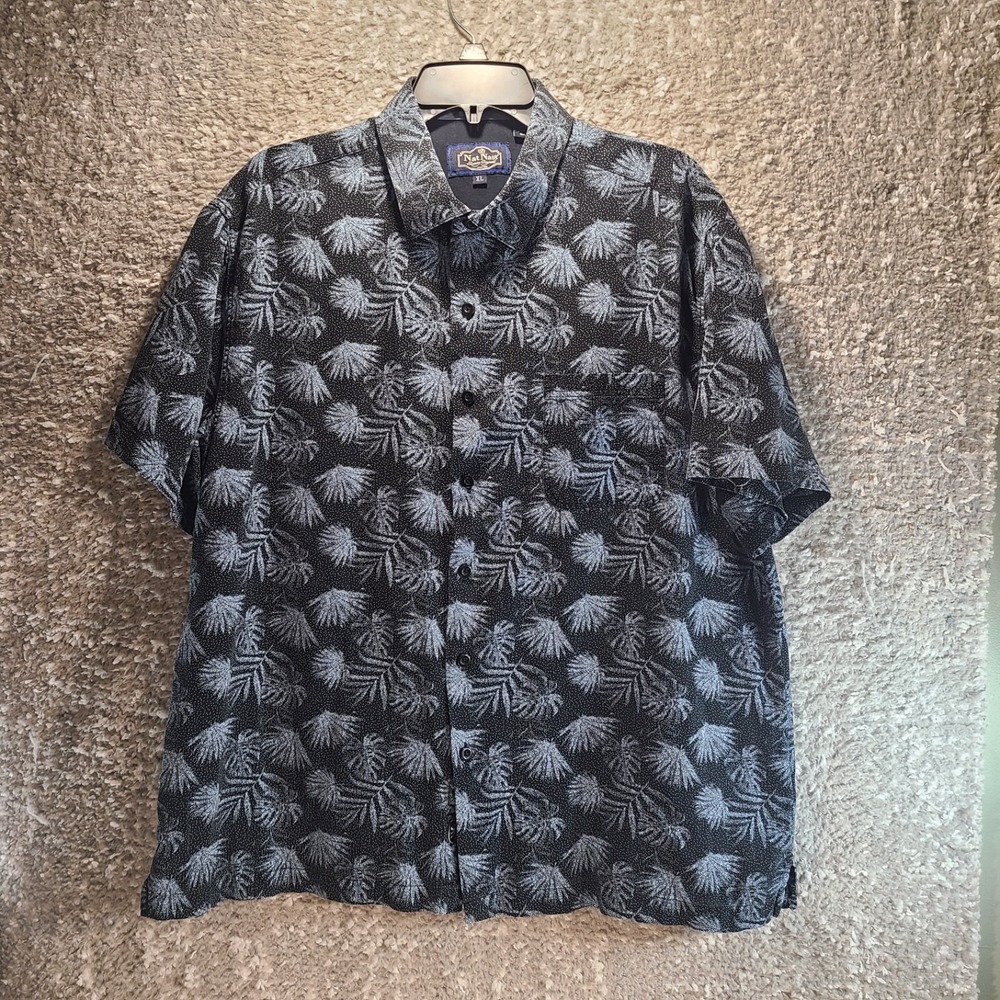 Nat Nast Shirt Mens XL Silk Blend Short Sleeve Button Up Camp, Hawaiian Vacation